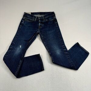 Abercrombie And Fitch Skinny Jeans Womens Sz 28X30 Dark Blue Mid Rise Button Fly